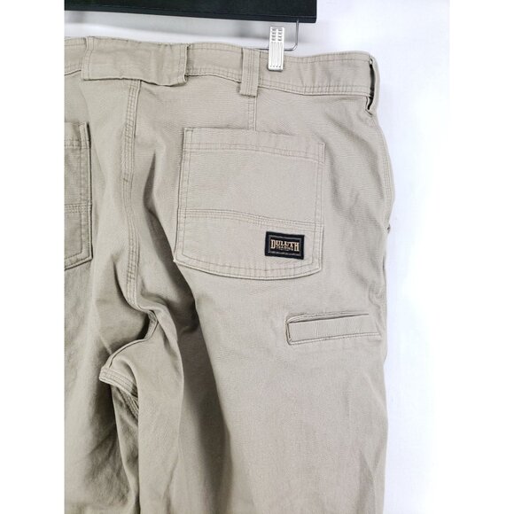 Duluth Trading Mens Size 42x30 Relaxed Fit Flex Fire Hose Pants Tan Cotton Blend - Picture 3 of 10